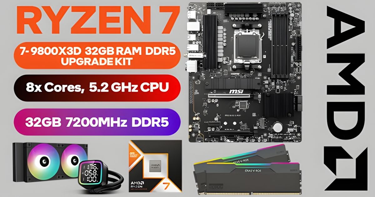 Upgrade to AMD Ryzen 7 9800X3D PRO B650 S WiFi - 32GB DDR5 7200MHz Kit