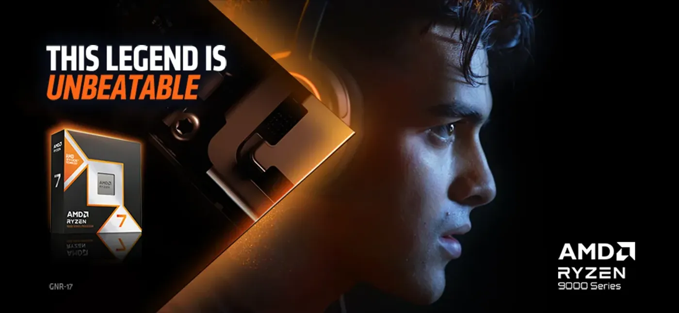 AMD Ryzen 7 9850X3D processor product image showing processor branding