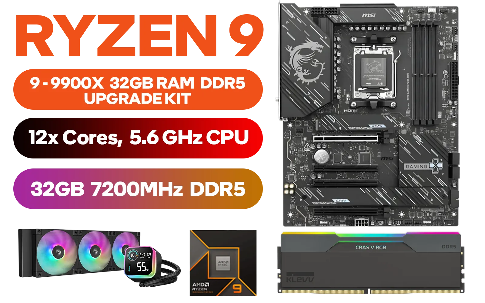 Crucial DDR5 32GB & AMD Ryzen 7 9700xセット Crucial 32GB 5600Mhz DDR5 Desktop Memory - Syntech