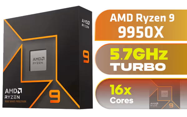 AMD Ryzen 9 9950X 16-Core AM5 CPU — 5.7GHz Boost - image 1 AMD Ryzen 9 9950X 16-Core AM5 CPU — 5.7GHz Boost - image 1