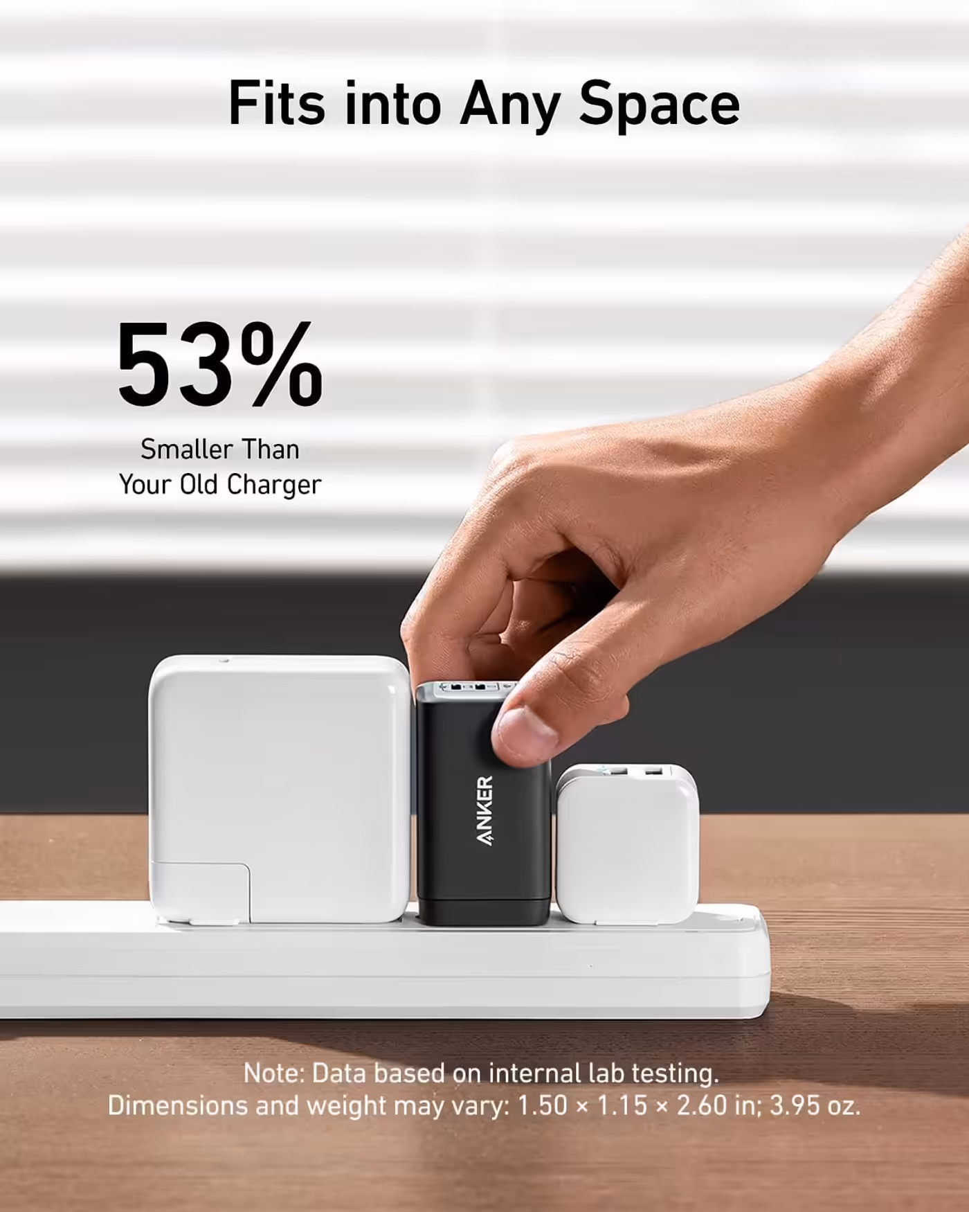 Anker 735 charger (Nano II 65W), front three-quarter view