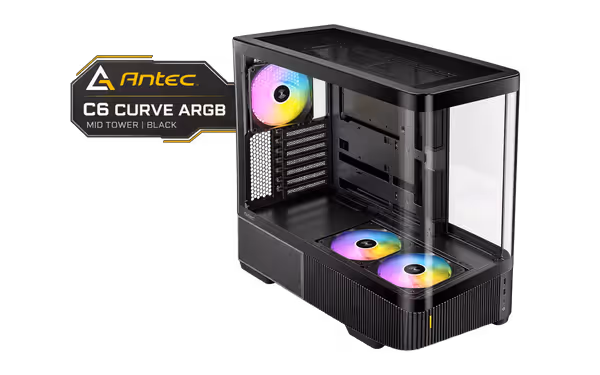 Antec C6 Curve ARGB Mid Tower Case - Black, 3 ARGB Fans - image 1 Antec C6 Curve ARGB Mid Tower Case - Black, 3 ARGB Fans - image 1