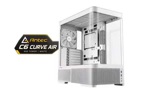 Antec C6 Curve Air Mid Tower Case - White, 3 PWM Fans - image 1 Antec C6 Curve Air Mid Tower Case - White, 3 PWM Fans - image 1