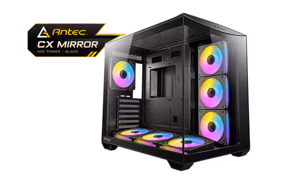 Antec CX Mirror Mid Tower Case - Black | 7 ARGB Fans - image 1 Antec CX Mirror Mid Tower Case - Black | 7 ARGB Fans - image 1