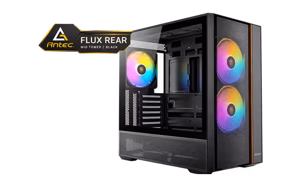 Antec Flux Rear Mid Tower Case - Black | 5 PWM Fans - image 1 Antec Flux Rear Mid Tower Case - Black | 5 PWM Fans - image 1