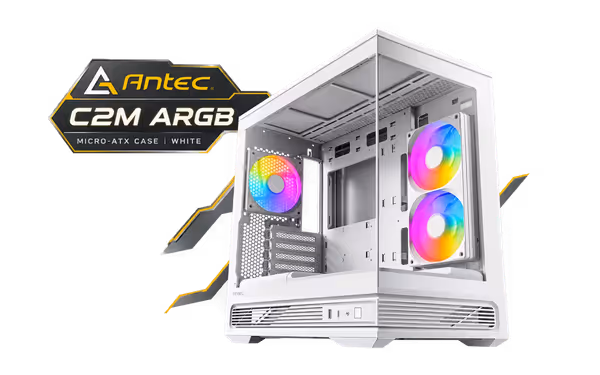 Antec C2M ARGB Micro-ATX Case - White, 240mm ARGB Fan - image 1 Antec C2M ARGB Micro-ATX Case - White, 240mm ARGB Fan - image 1