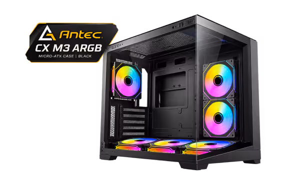 Antec CX M3 ARGB Mini Tower Case - Black, 6 ARGB Fans - image 1 Antec CX M3 ARGB Mini Tower Case - Black, 6 ARGB Fans - image 1