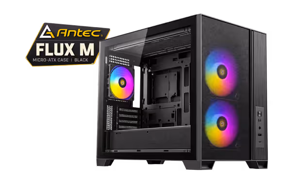 Antec Flux M Micro-ATX Case - Black | 6 PWM Fans - image 1 Antec Flux M Micro-ATX Case - Black | 6 PWM Fans - image 1