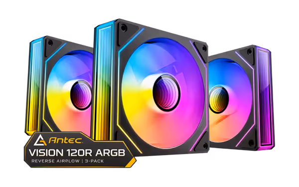 Antec Vision 120R ARGB Reverse Fans 3-Pack - Black - image 1 Antec Vision 120R ARGB Reverse Fans 3-Pack - Black - image 1