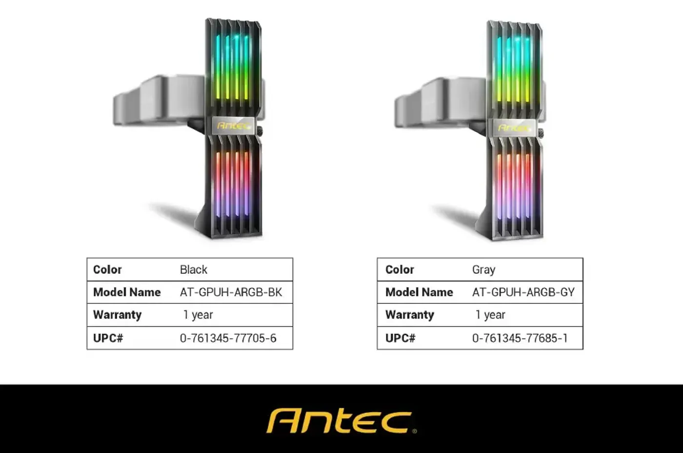 Finished look of the Antec ARGB GPU holder inside a completed gaming build