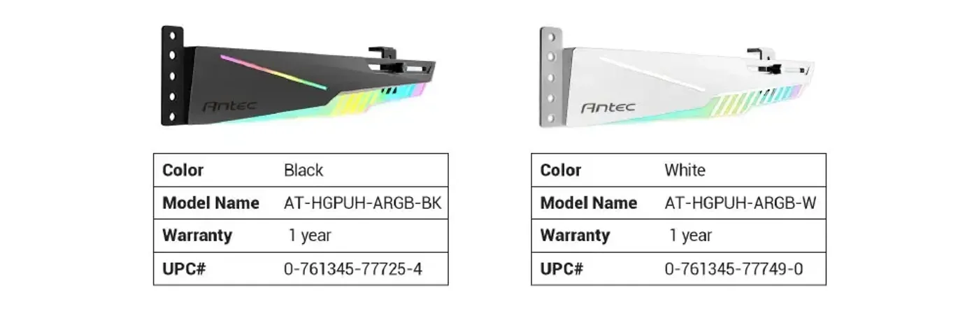 Final product view of the Antec AT-HGPUH ARGB GPU support bracket