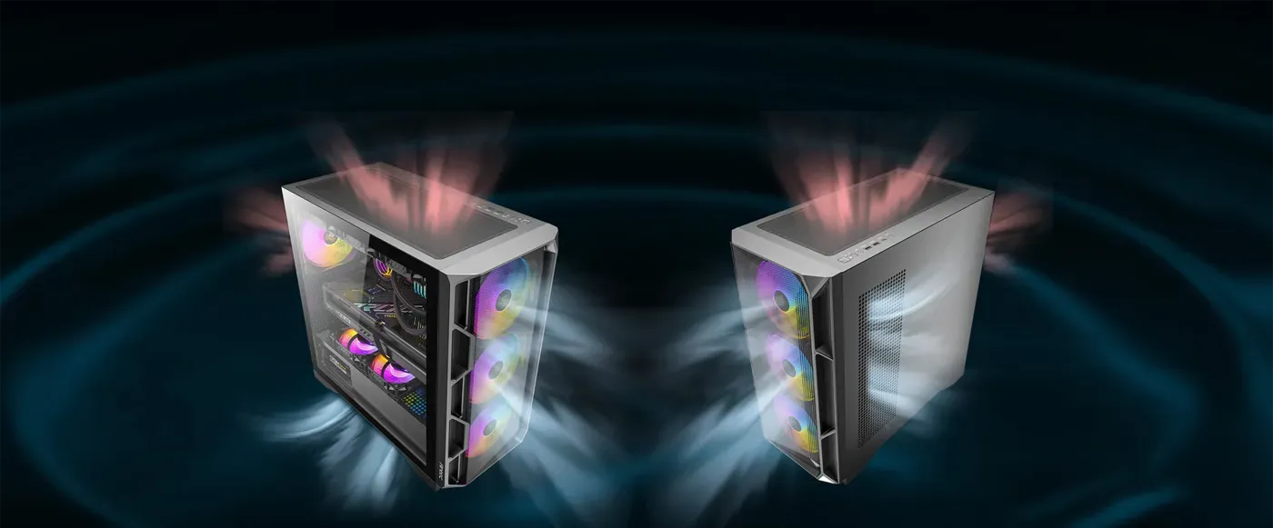 Antec AX1000 ventilation system showing efficient airflow configuration