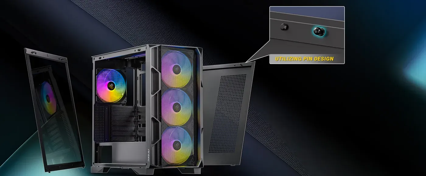 Antec AX1000 showing the convenient tool-free panel attachment system