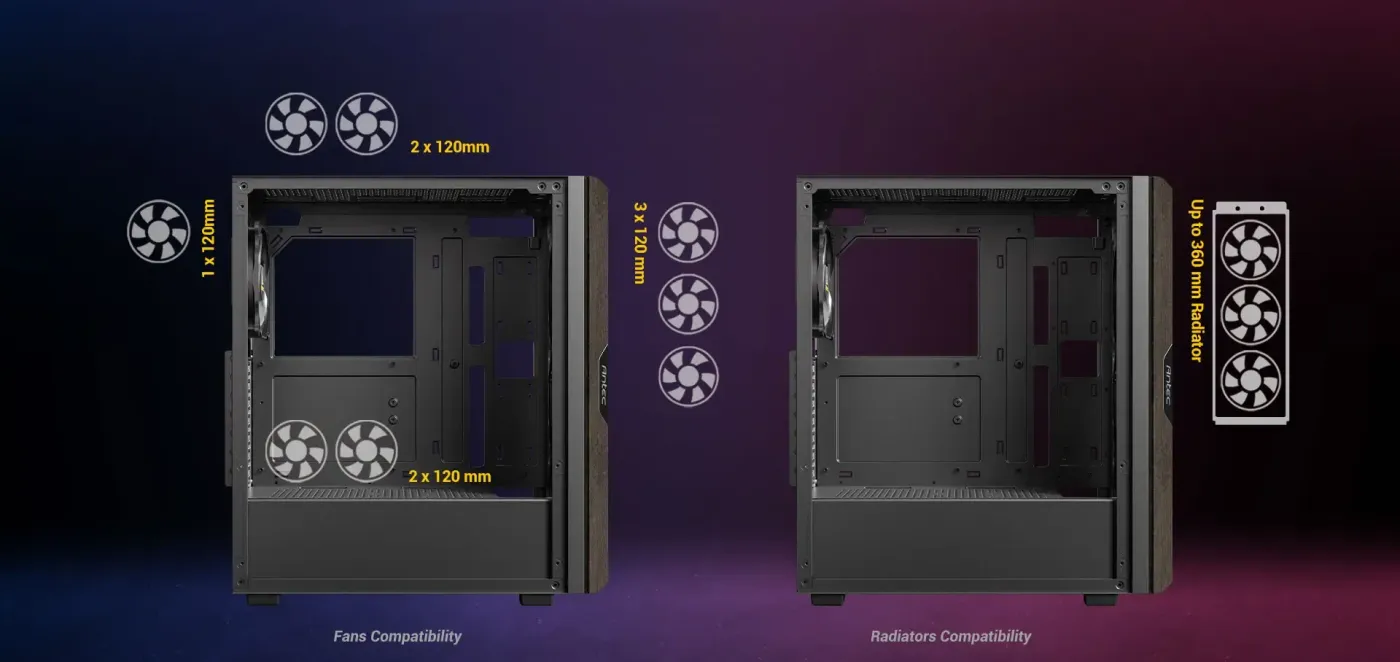 Antec AX63 supports up to 8 120mm cooling fans