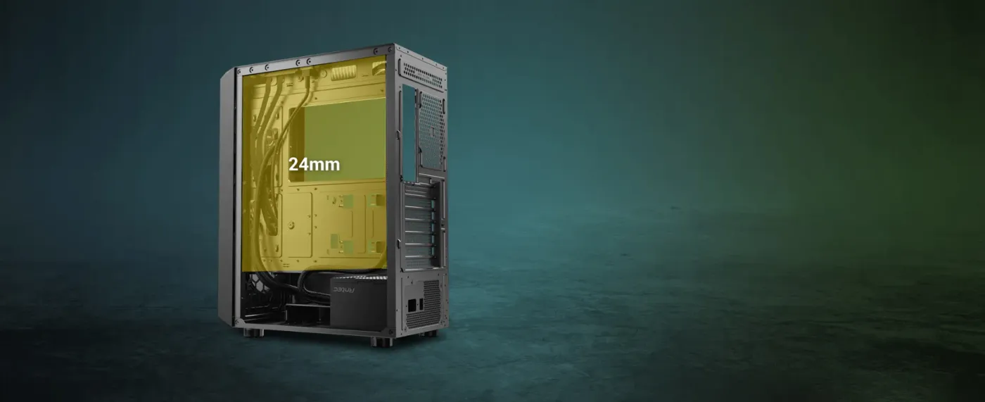 Cable management space within Antec AX83 Extreme Gaming Case