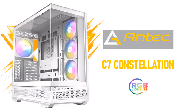Antec C7 White Mid-Tower E-ATX Gaming Case | ARGB Fans, 360mm Rad - image 1 Antec C7 White Mid-Tower E-ATX Gaming Case | ARGB Fans, 360mm Rad - image 1