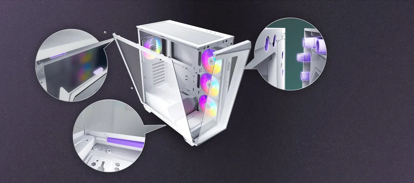 Tool-free glass panel removal system on the Antec C3 case