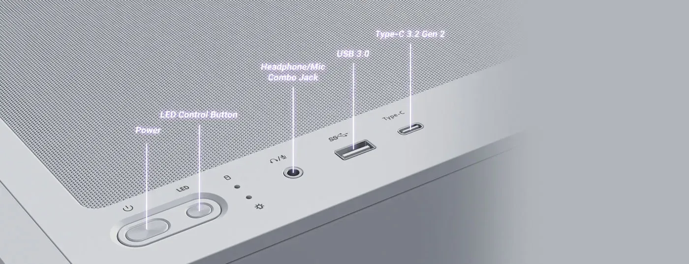Front I/O panel featuring high-speed Type-C 3.2 Gen 2 connectivity