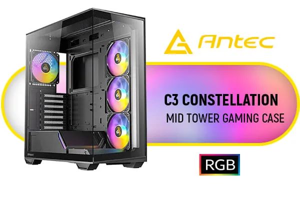 Antec C3 RGB Constellation Gaming Case - Ultimate Gaming Aesthetics and ...