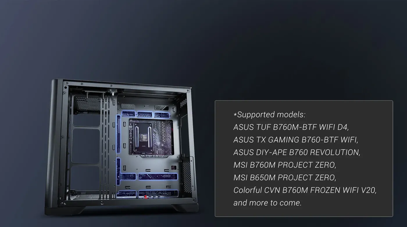 Antec C5 Curve showing back-connect motherboard compatibility for clean cable management