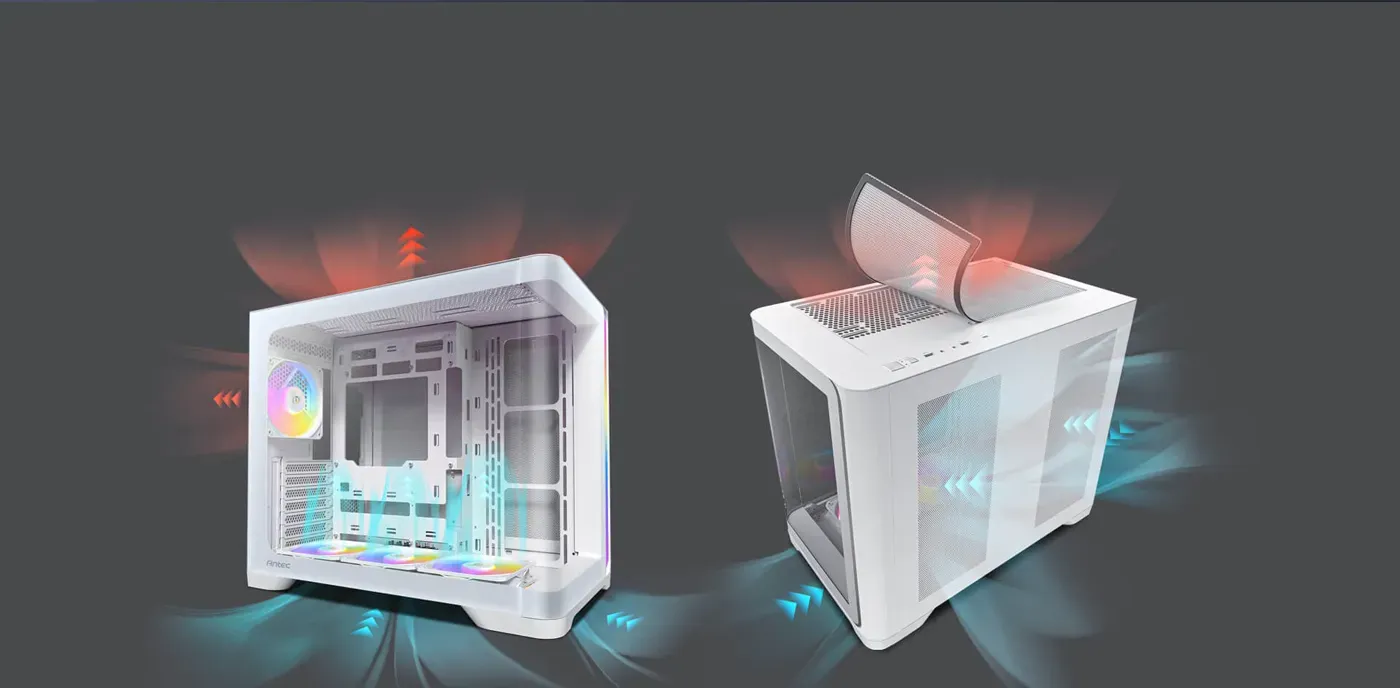 Antec C5 Curve vertical airflow cooling system layout
