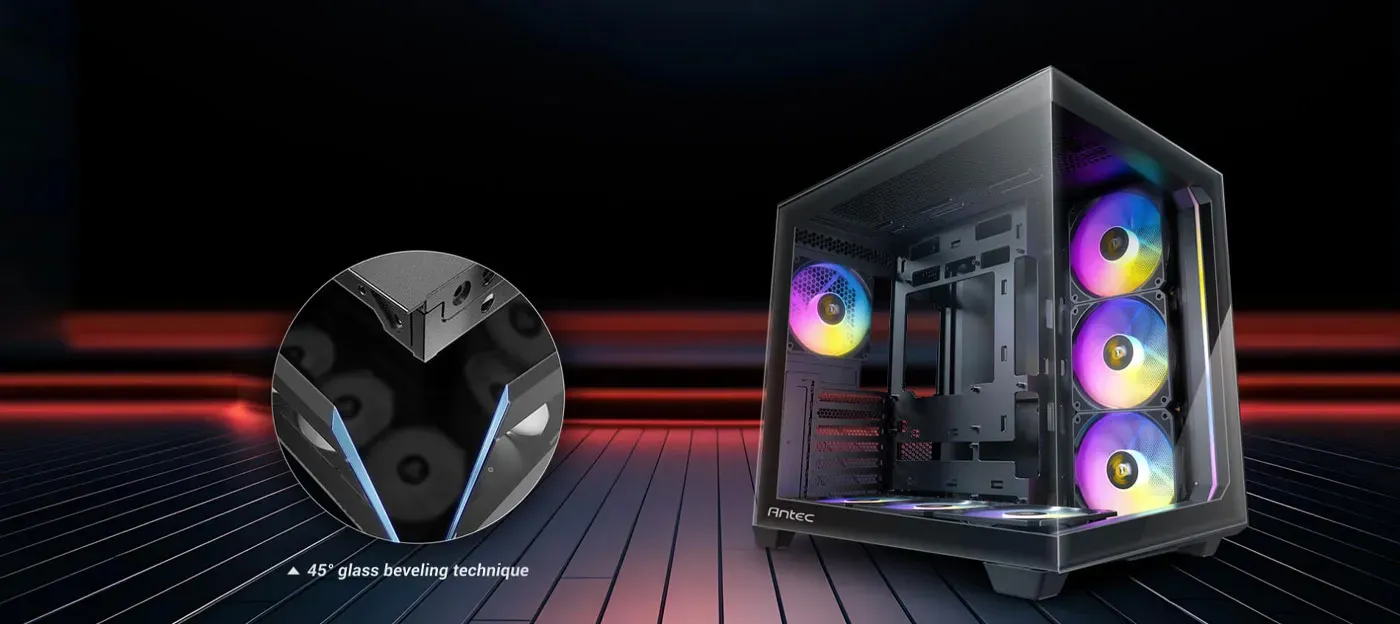 Panoramic 270-degree tempered glass view on the Antec C5 Constellation case