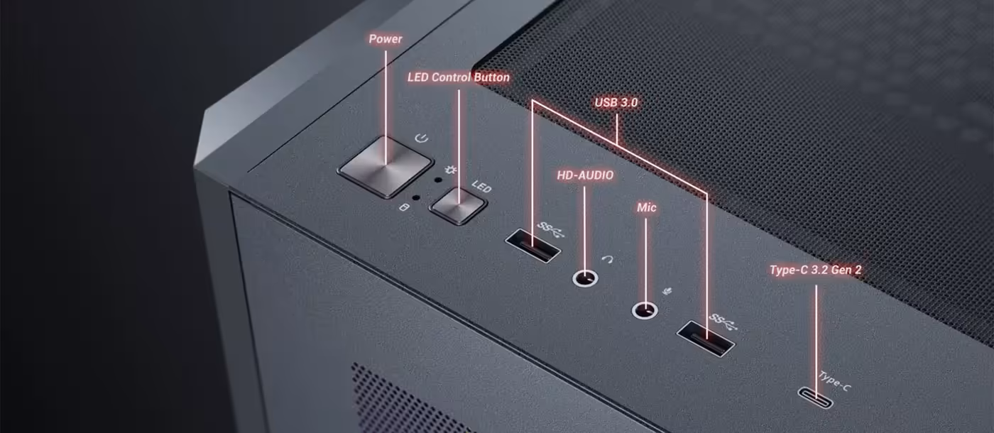 Antec C5 RGB I/O Panel - Desktop View