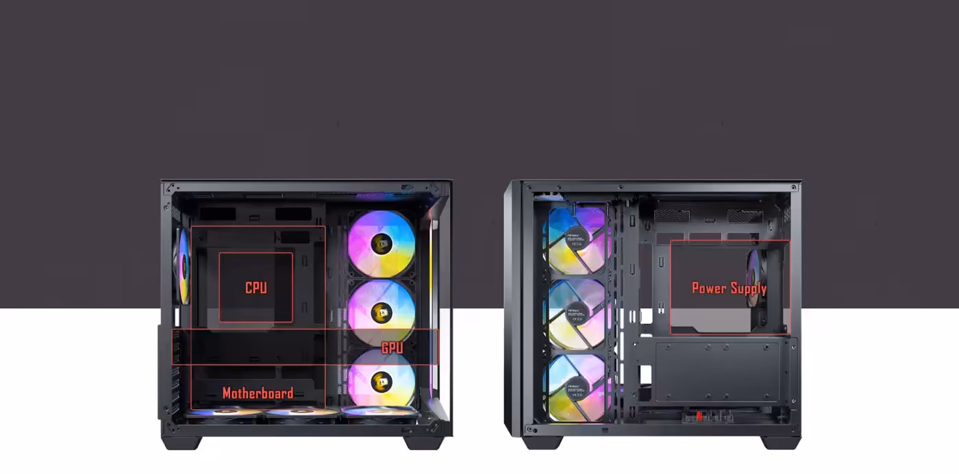 Antec C5 RGB Spacious Interior - Desktop Perspective