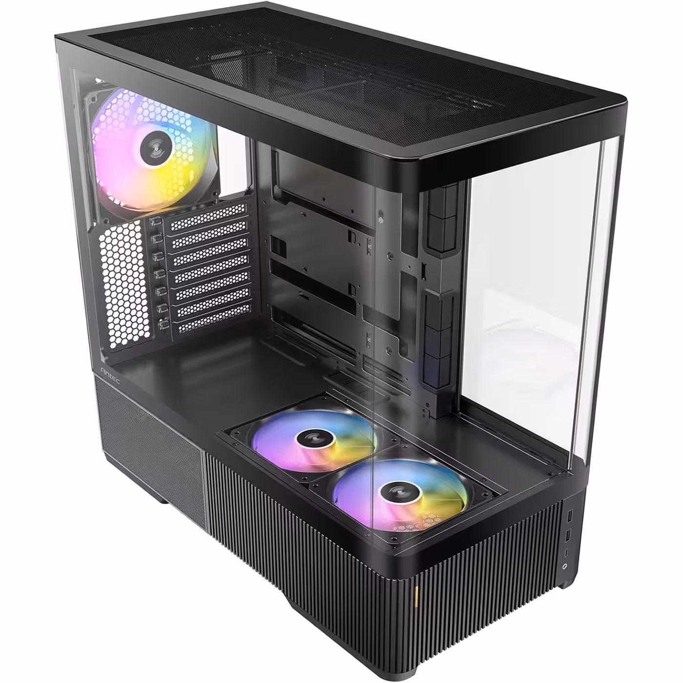 Black Antec C6 Curve ARGB with two ARGB fans on the shroud and a rear ARGB fan, three-quarter view
