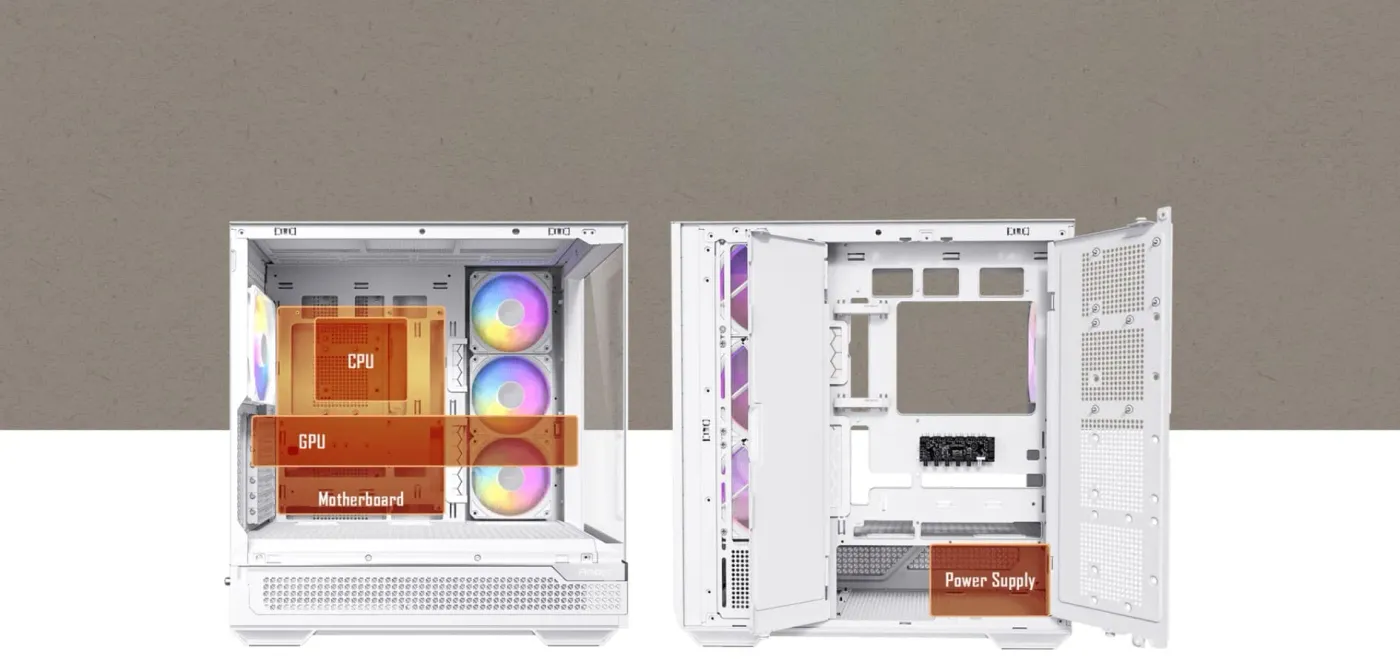 Spacious interior view of the Antec C7 highlighting component clearance dimensions