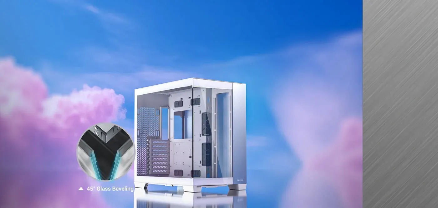 Antec C8 gaming case featuring seamless beveled glass panels for a clear view