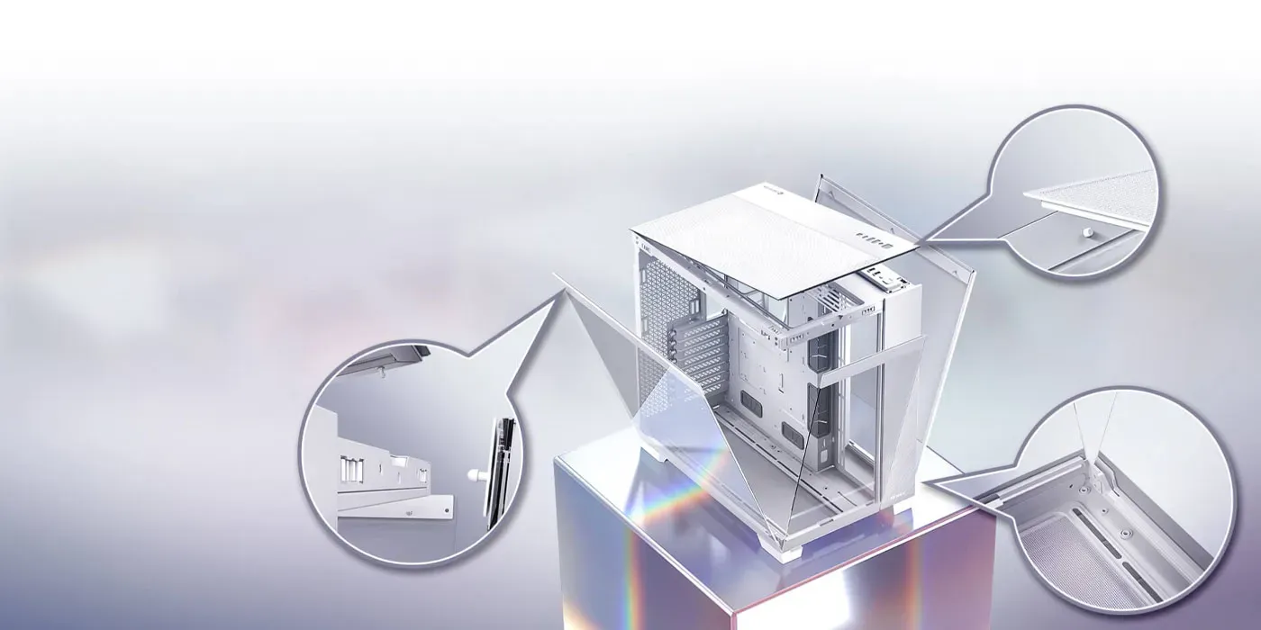 Antec C8 gaming case showing robust steel construction and tool-free assembly panels