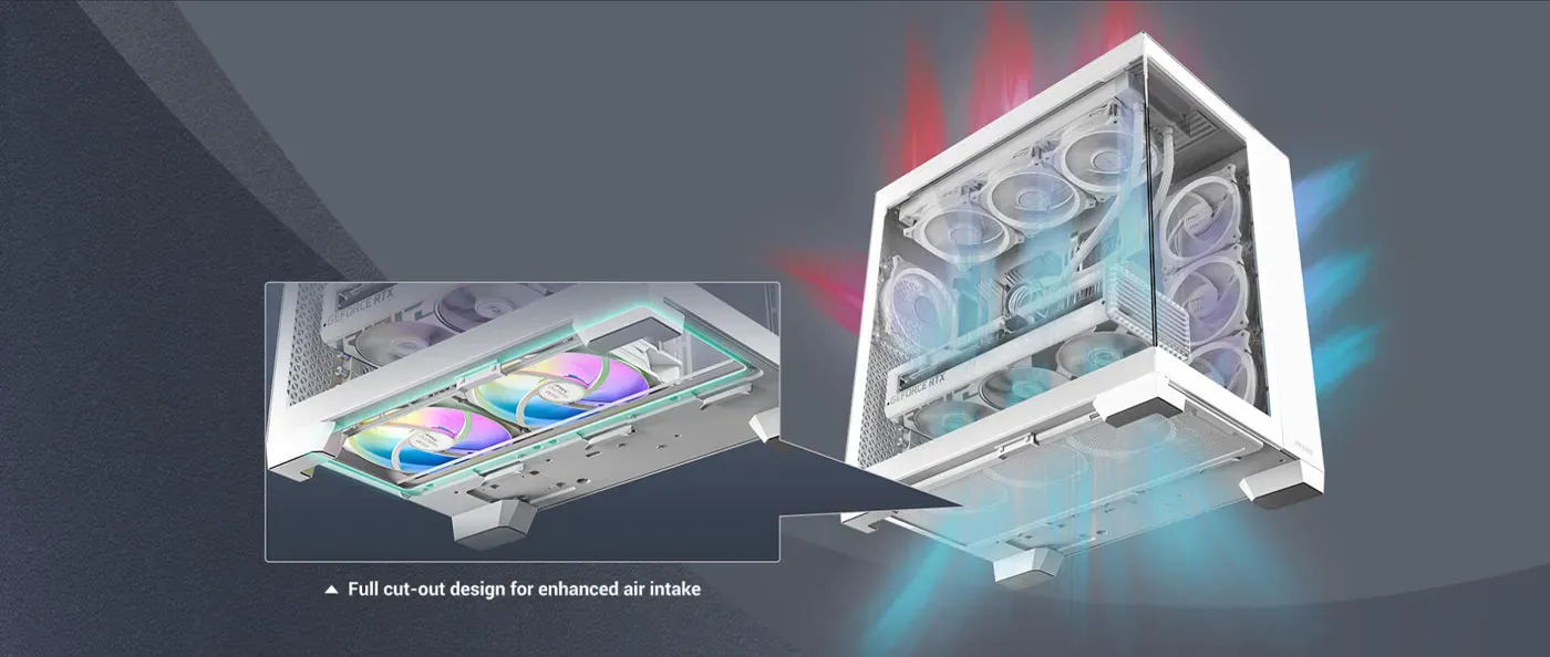 Internal layout demonstrating vertical cooling capability in the Antec C8