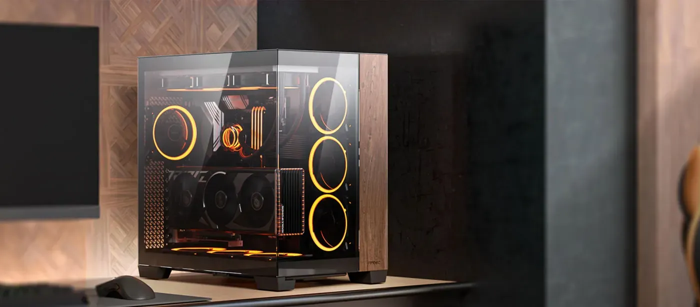 Antec C8 Wood Gaming Case featuring seamless edges and wood paneling