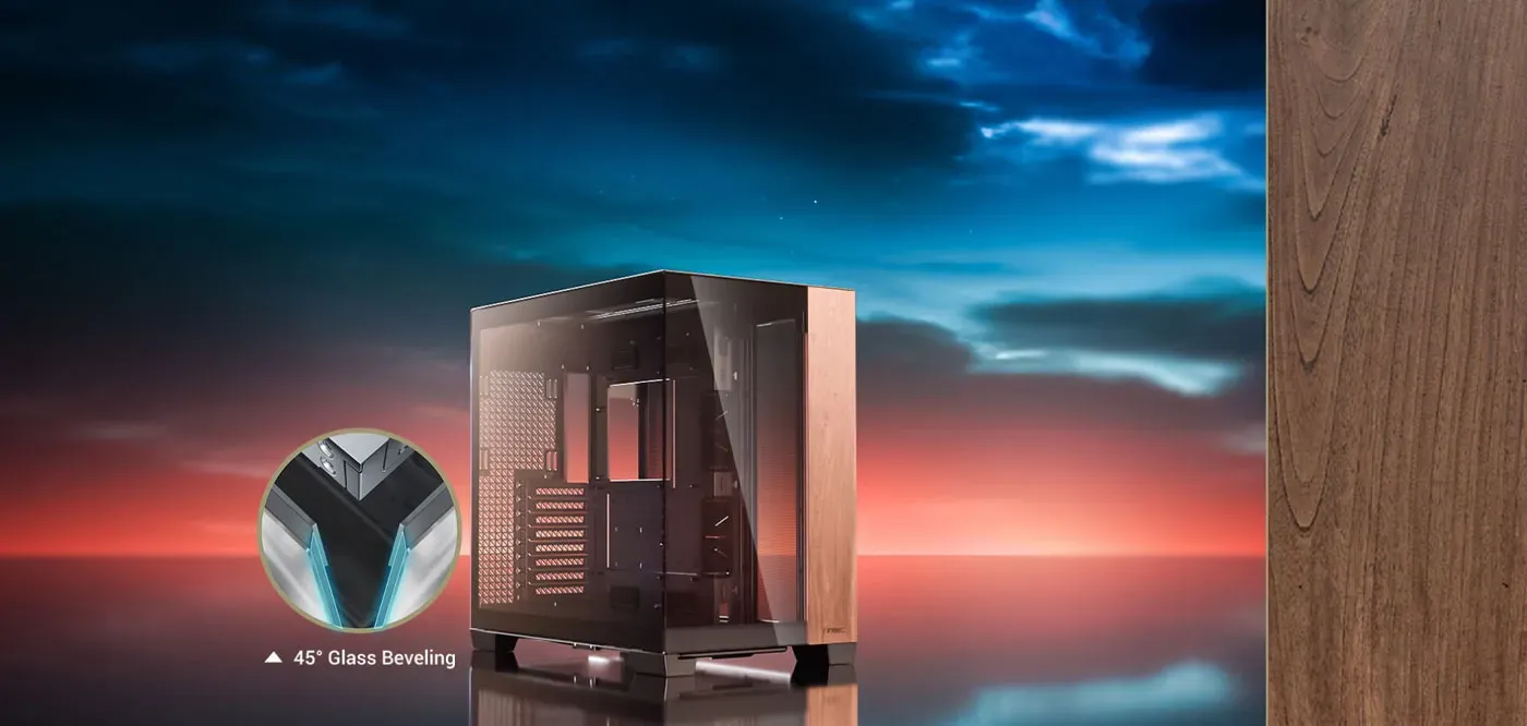 Antec C8 Wood Gaming Case with seamless glass panels and wooden accent