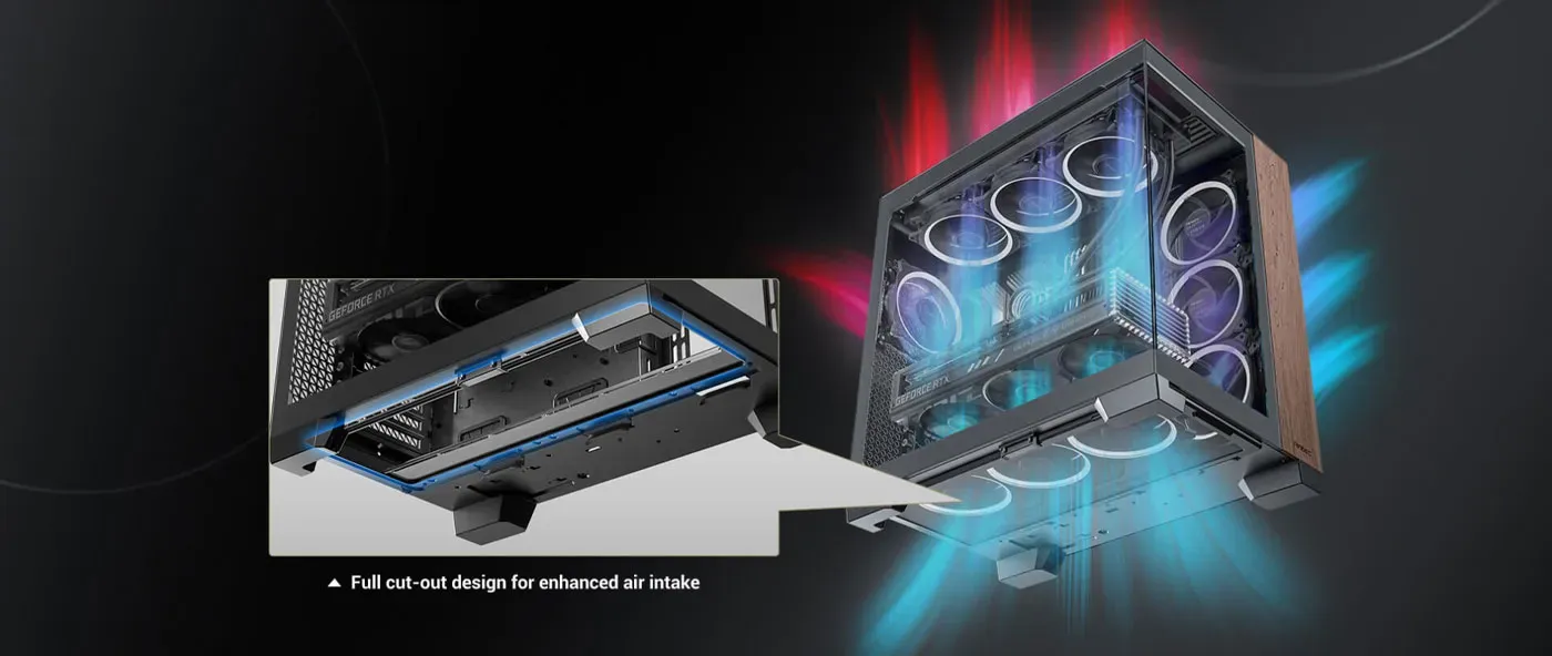 Internal view of Antec C8 showing optimized vertical cooling configuration