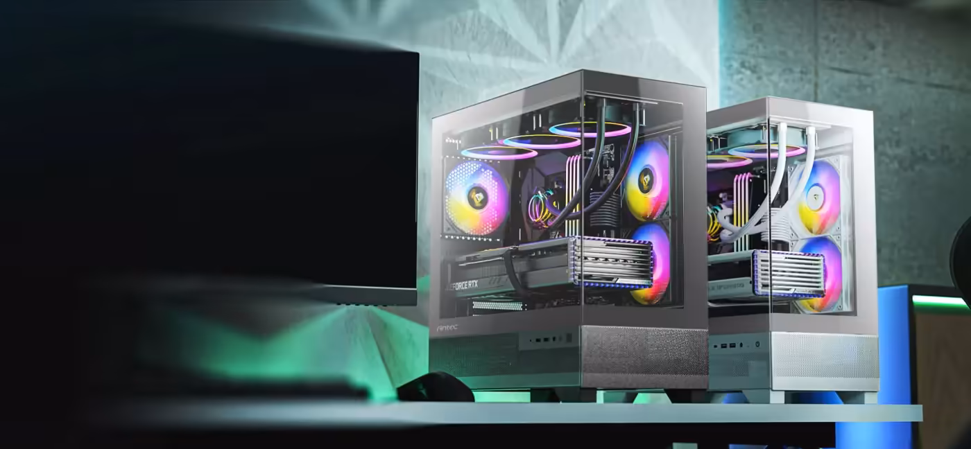 Antec CX500M RGB Micro ATX Case in White - desktop view