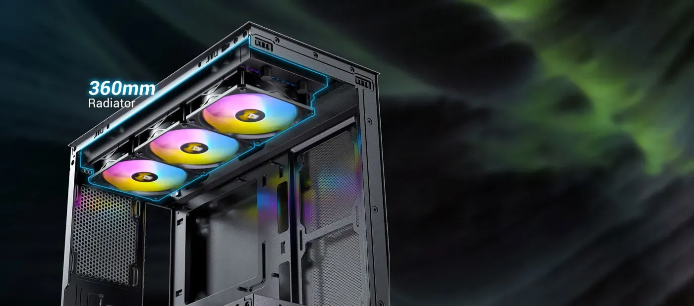 Top-mounted 360mm water cooling compatibility in Antec CX500M