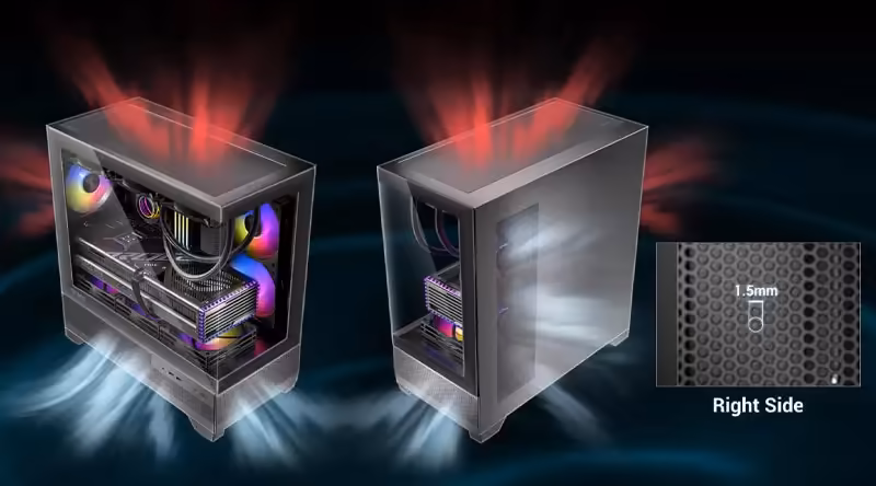 Vertical airflow system of Antec CX500M RGB Micro ATX Case in White - mobile view