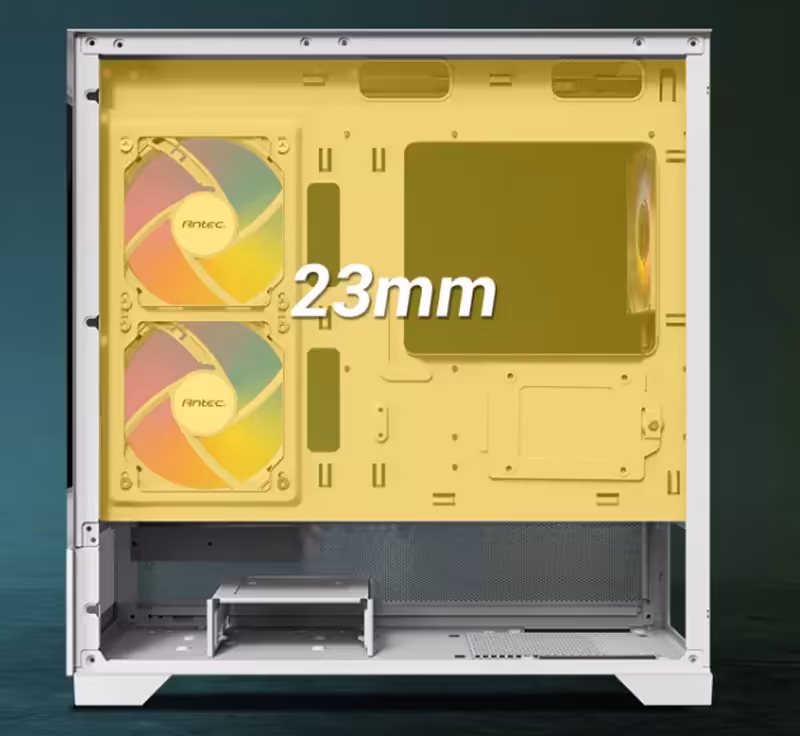 Generous cable management in Antec CX500M RGB Micro ATX Case in White - mobile view