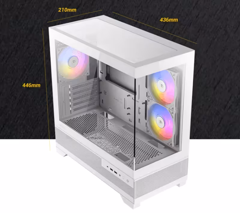 Dimensions of Antec CX500M RGB Micro ATX Case in White - mobile view