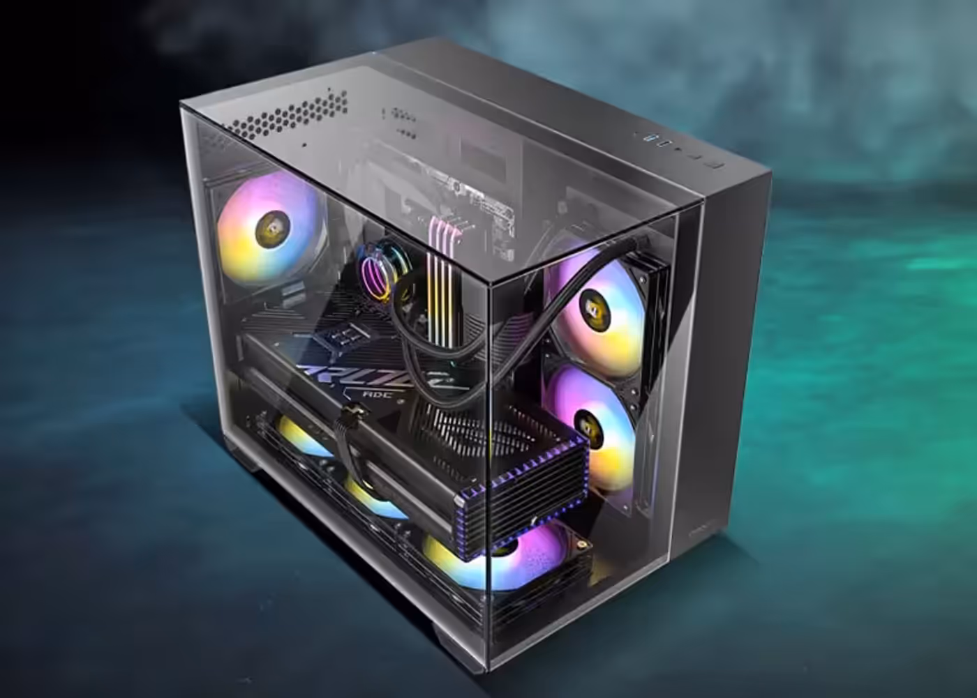 Antec CX600M Trio ARGB gaming case featuring triple tempered glass panels