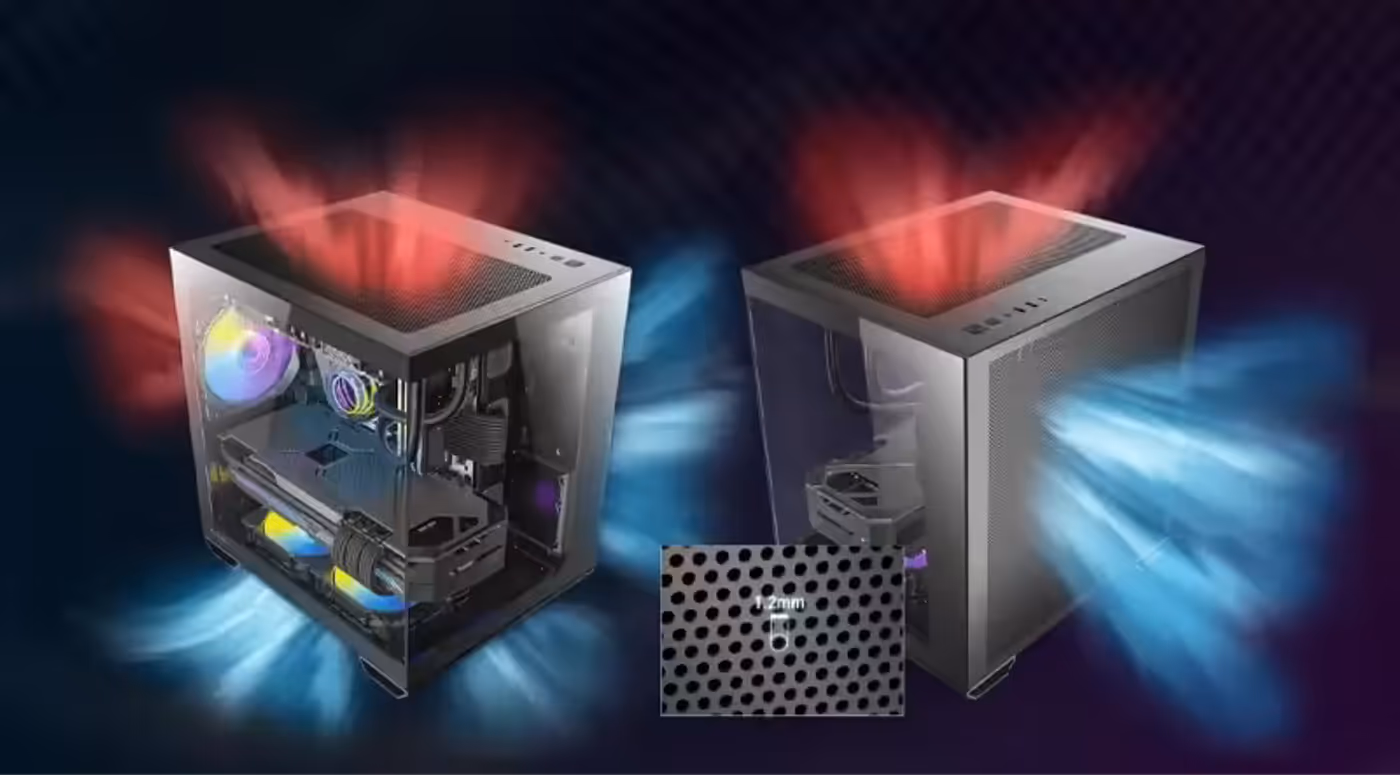 Antec CX60M vertical cooling system with bottom-up mesh air intake