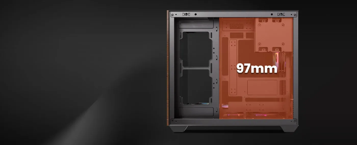 Cable management area showing space for tidy routing in the Antec CX800