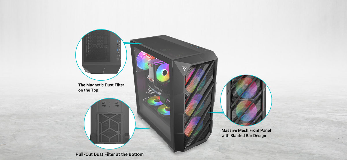 Antec DP503 Gaming Case Mesh Front Panel - Desktop View