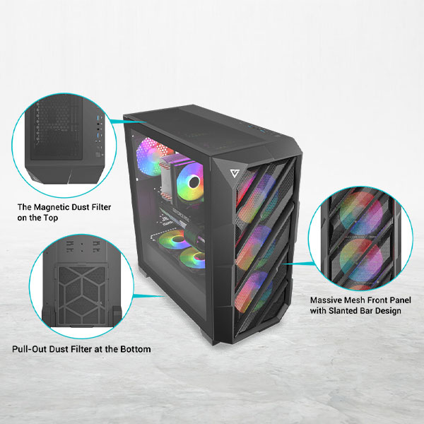 Antec DP503 Gaming Case Mesh Front Panel - Mobile View