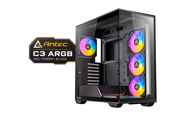 Antec C3 ARGB Mid-Tower ATX Case — 360mm Radiator, Type-C - image 1 Antec C3 ARGB Mid-Tower ATX Case — 360mm Radiator, Type-C - image 1