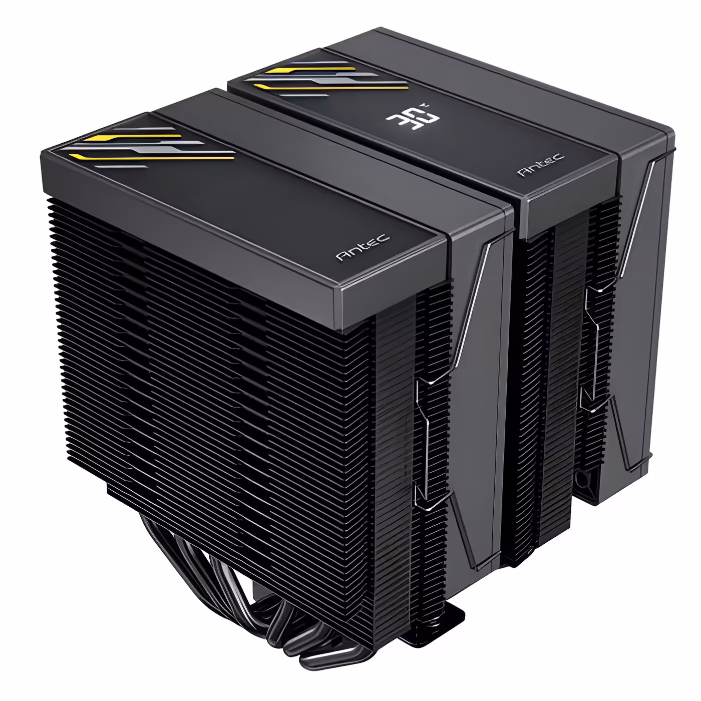 Top angle of the black F620 Digital Pro with patterned cover over both towers