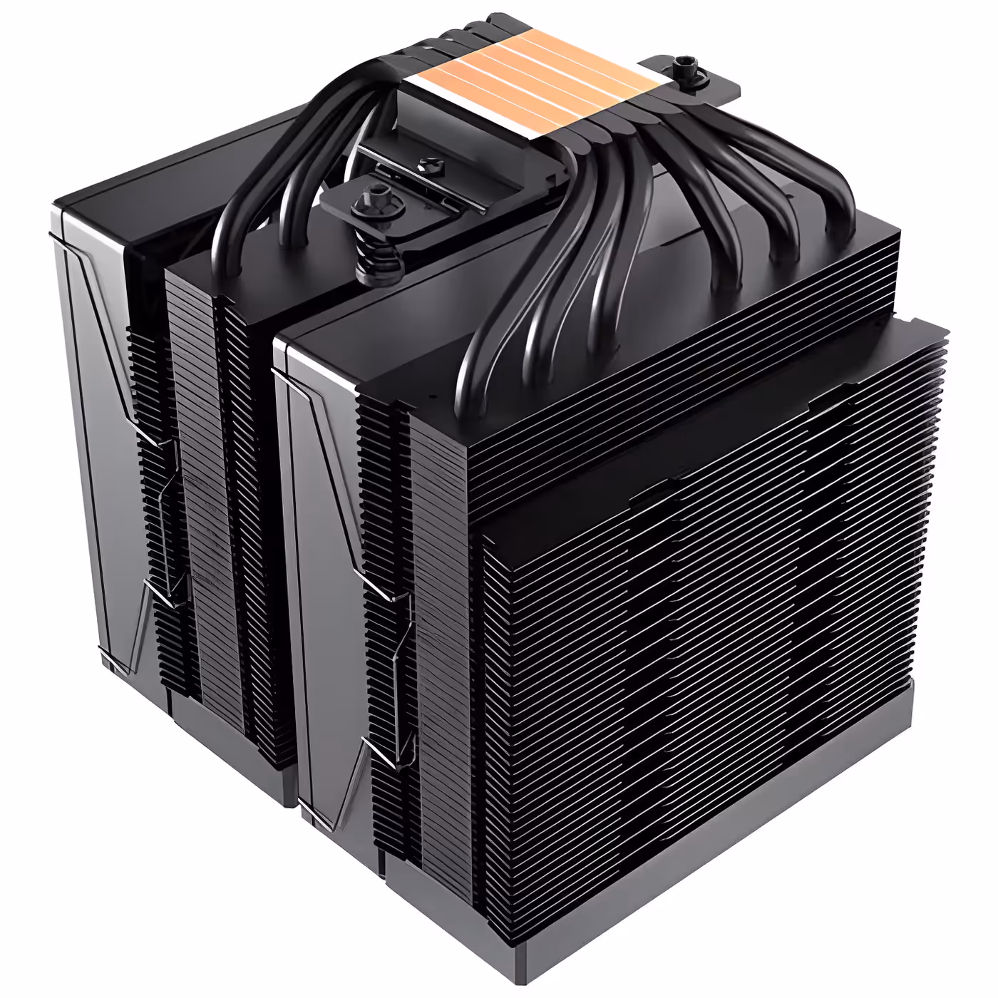 Side view of the black F620 Digital Pro showing heat pipes rising through the aluminium fins