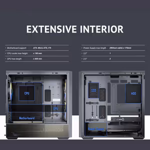 Antec Flux Rear Mid Tower Case - Black | 5 PWM Fans - image 32